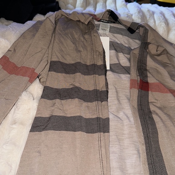 Long sleeve plaid, open cardigan with patch elbows - Picture 2 of 4